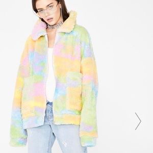 Jaded London Rainbow Fleece Zip Up Jacket